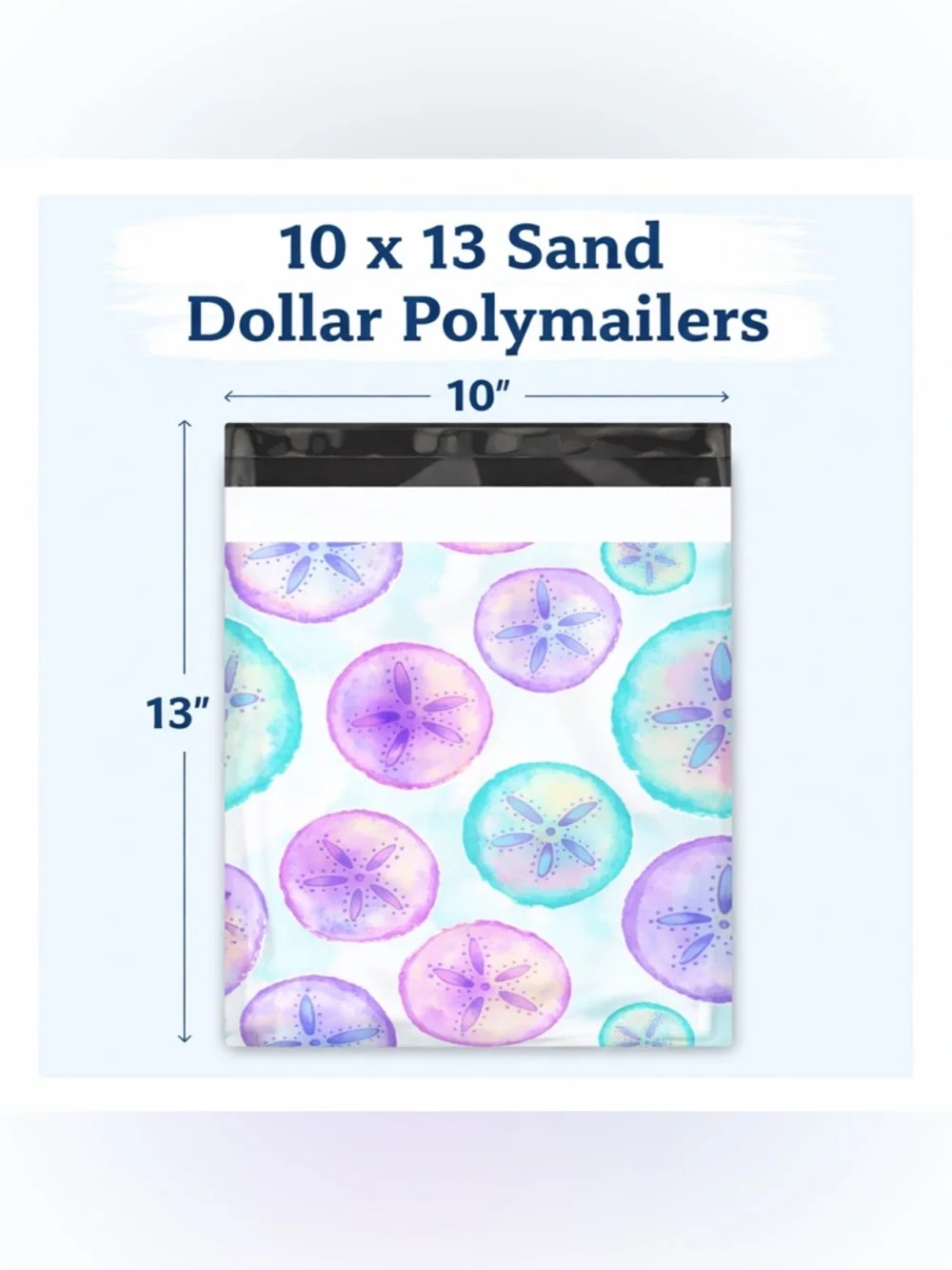 25 Watercolor Sand Dollar Polymailers 10x13 Pastel Beach Shipping Bags Boutique